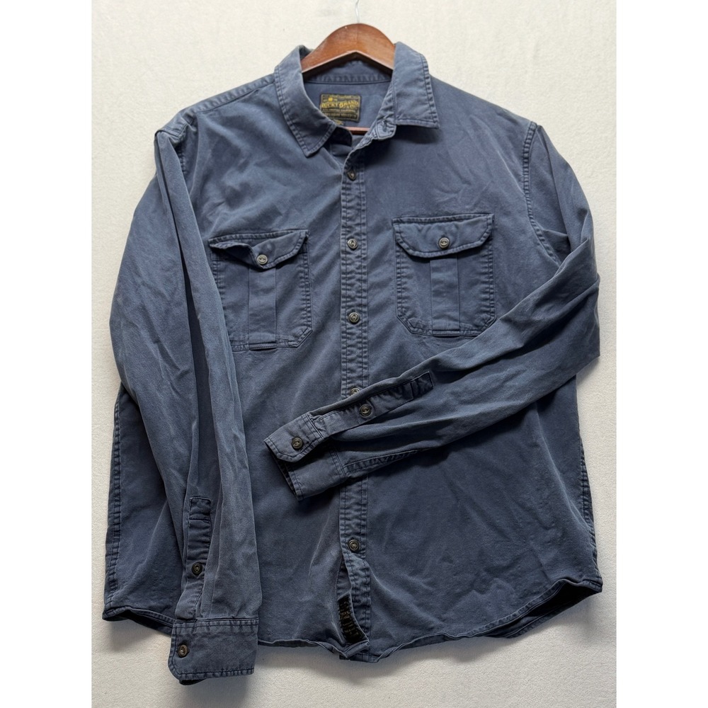 Lucky Brand Saturday Stretch Utility Shirt Western Workwear Faded Blue